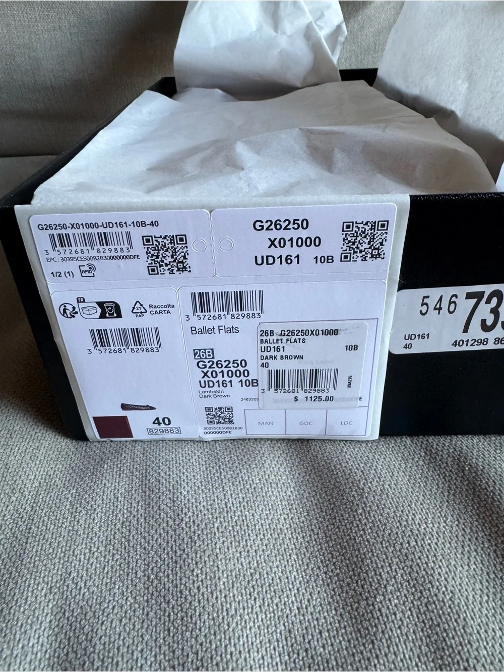 NWT Chanel 26B Chocolate Dark Brown Lambskin Quilted CC Ballet Ballerina Flat 40
